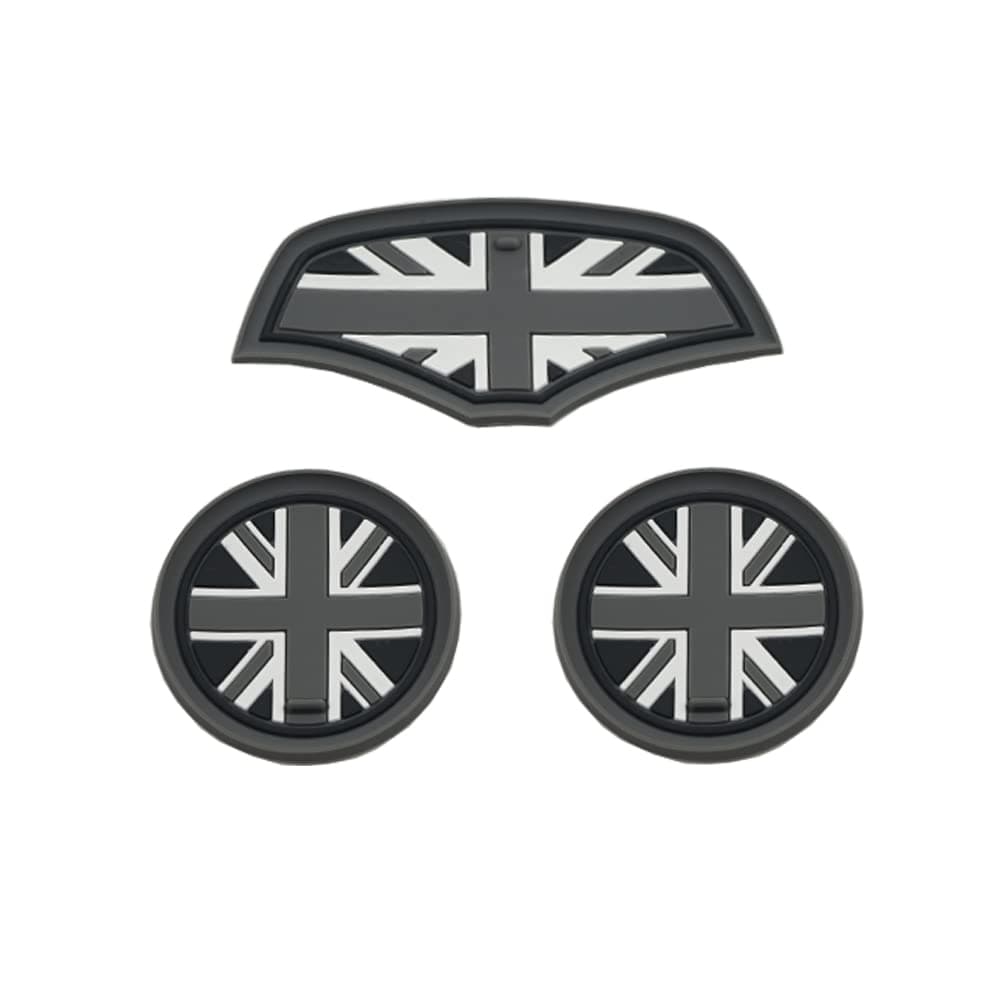 Car Cup Coaster, Set of 3 Anti-Slip Coaster Storage Box Silicone Shockproof Mat for Mini Cooper Hatchback F55 F56 F57 Cup Holder Car Accessories (Gray Jack)