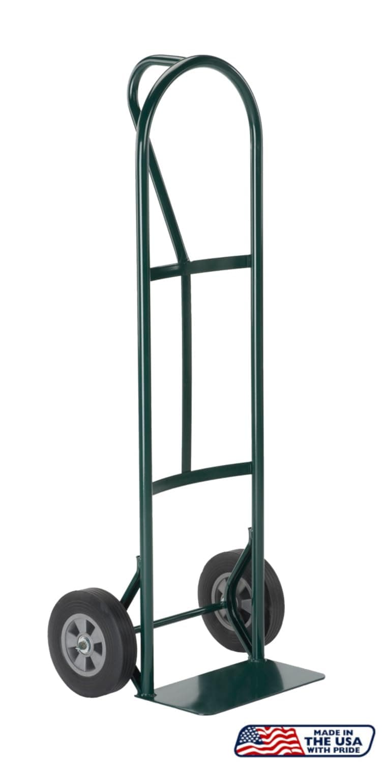 Harper Trucks 600lb Capacity Steel P-Handle Hand Truck, 8 inch Solid Rubber Wheels