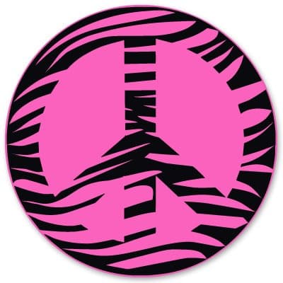 Zebra Peace Pink Vinyl Sticker - Car Window Bumper Laptop - Select Size