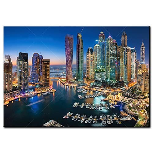 DIY Diamond Embroidery 5D Diamond Painting Cross Stitch Skyscrapers of Dubai Full Square Pictures of Rhinestones Mosaic-Square Drill 50x40cm