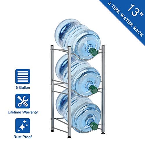 CASAVIDA Water Jug Holder, 3 Tire Water Bottle Storage Rack Detachable Water Rack Holder, Silver