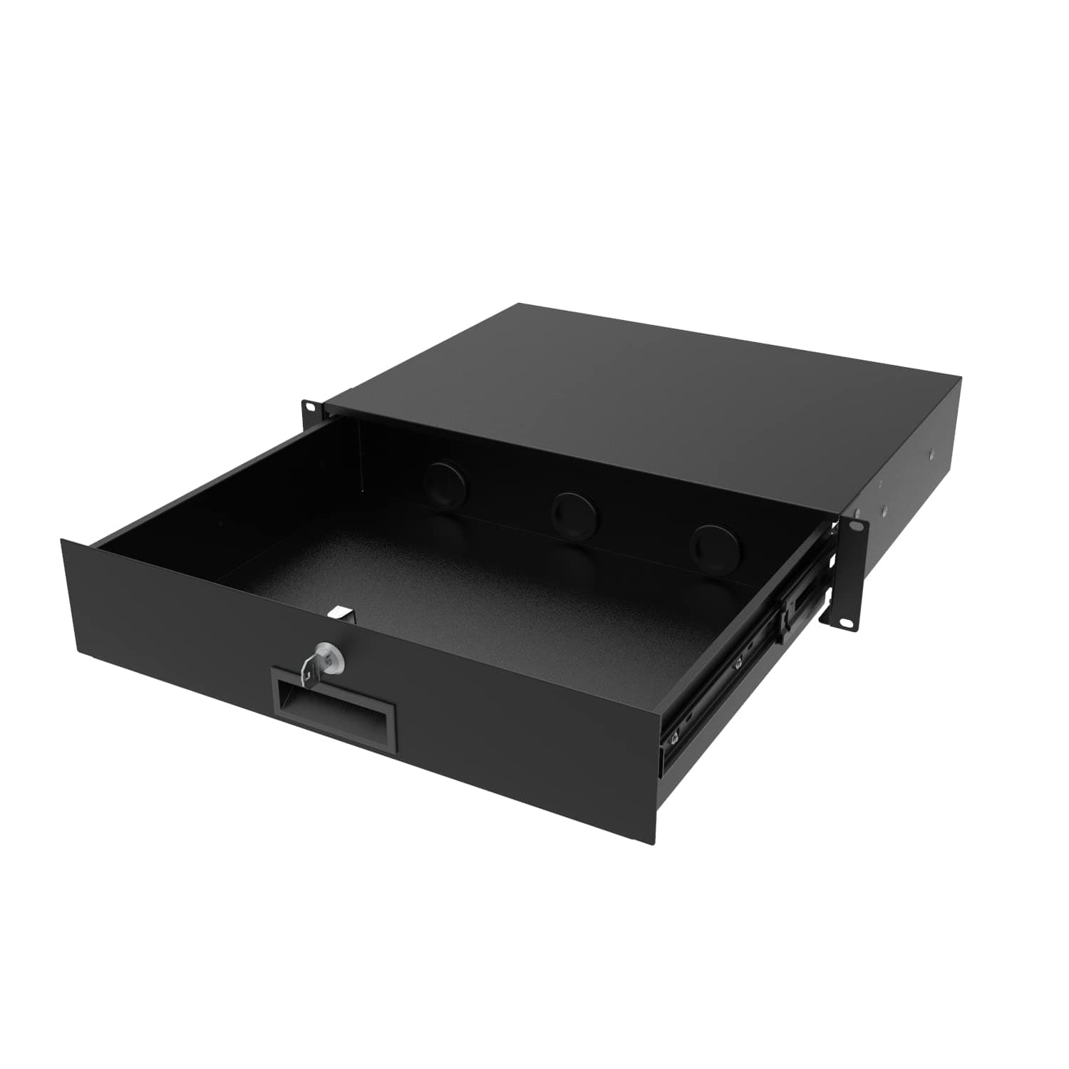 2U Server Cabinet Case 19 Inch Rack Mount Lockable Drawer with Key, 12.6 Inch Depth (2U)