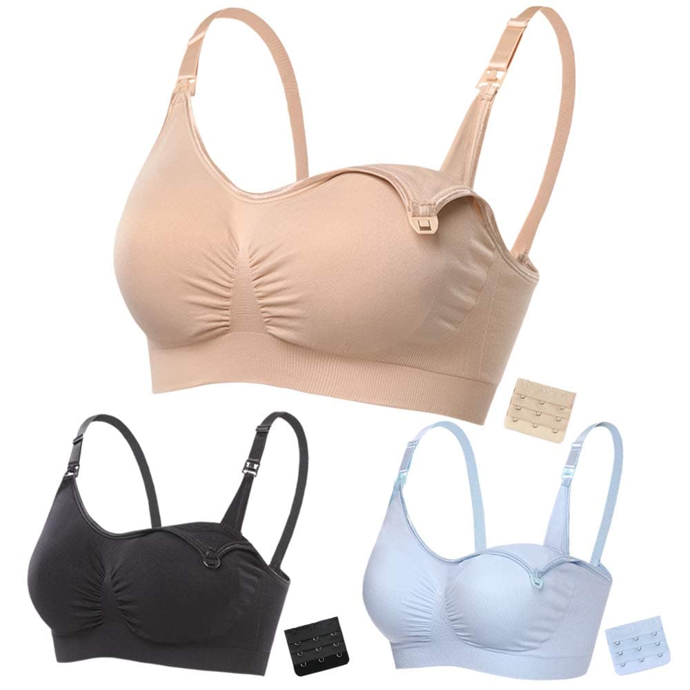 Nursing Bra - Full Bust Seamless Nursing Maternity Breastfeeding Bras with High Elasticity and Width Adjustable