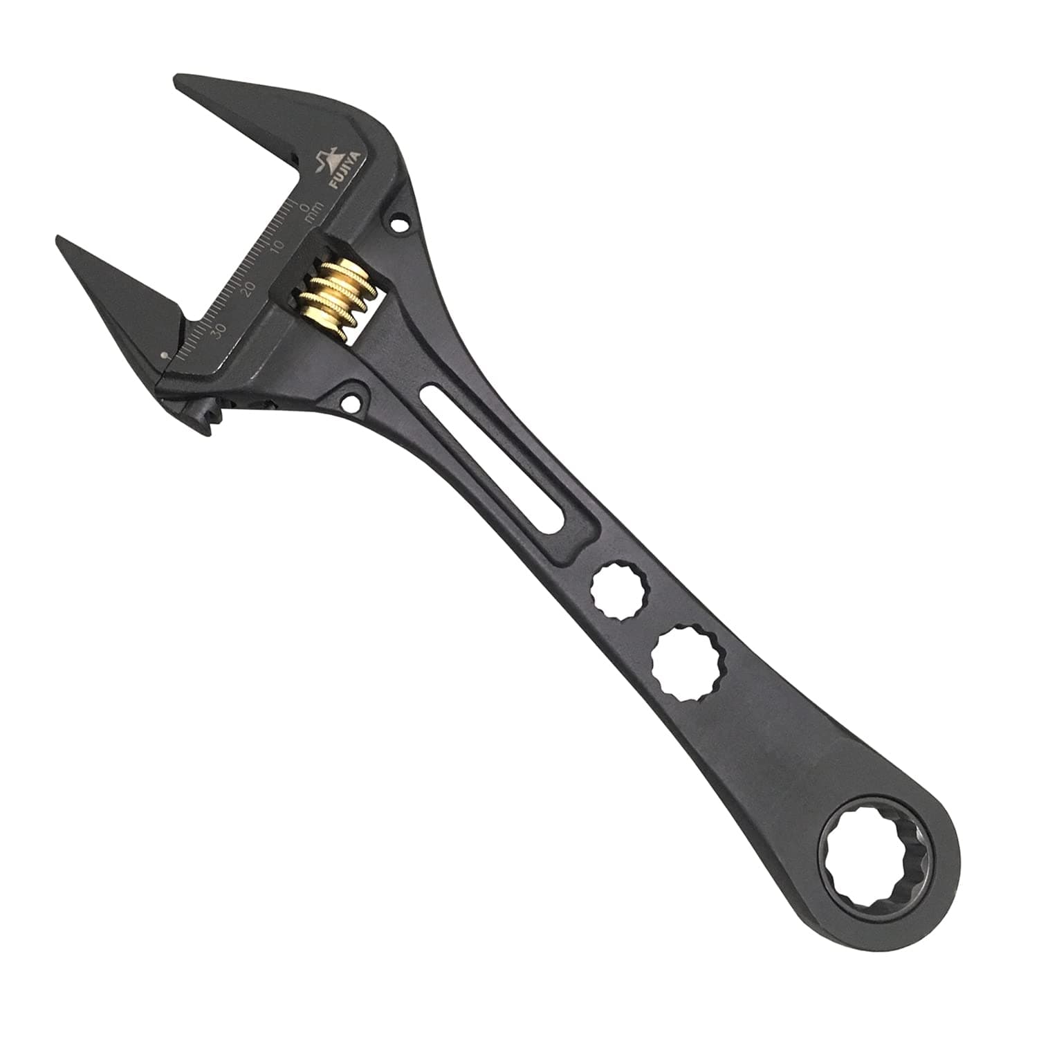 FujiyaTools, FGL-38-BG, Adjustable Wrench with Ratchet Wrench, Black & Gold Color-, 9 Inch