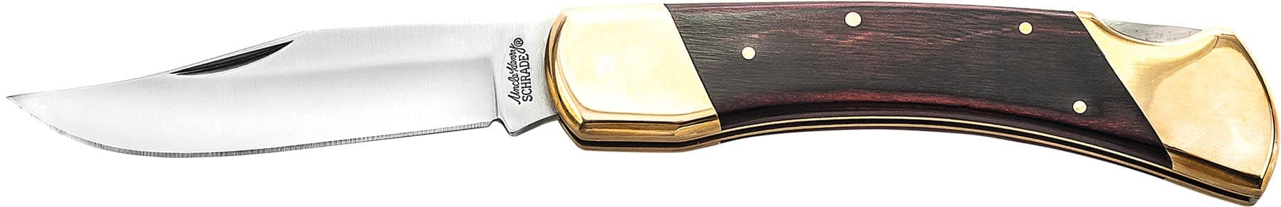 Uncle Henry LB7 Bear Paw Traditional Lockback Pocket Knife with 3.7in Clip Point High Carbon S.S. Blade, Wood Handle, Brass Bolsters, and Leather Belt Sheath for EDC, Hunting, Camping, and Outdoors