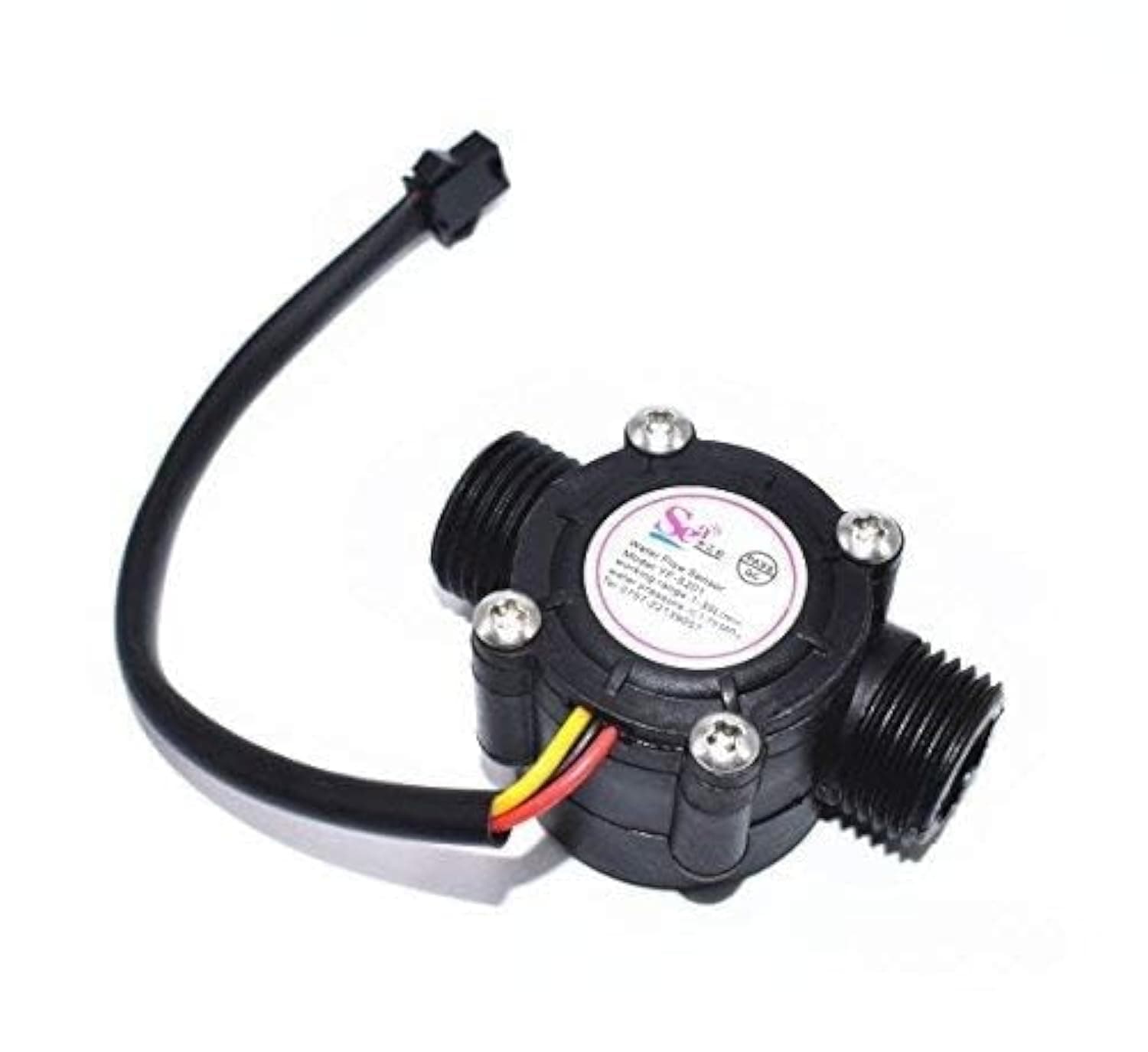 Besomi Electronics YF-S201 Flow Sensor Measures 1 to 30L/minute Standard 1/2 inch nominal pipe connection 5V TTL output 15cm (5.9 inches) cable length