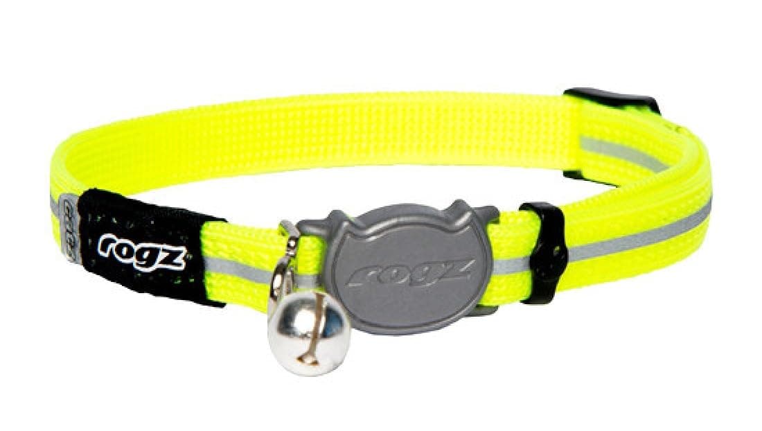 ROGZ ALLEYCAT CAT COLLAR WITH BREAKAWAY BUCKLE AND NIGHT TIME VISABILITY (Daylgo))