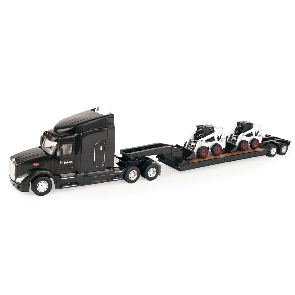 1/32 Big Roads Peterbilt 579 with Lowboy Trailer and 2 Die-Cast Bobcat S450 Skidloaders 47368