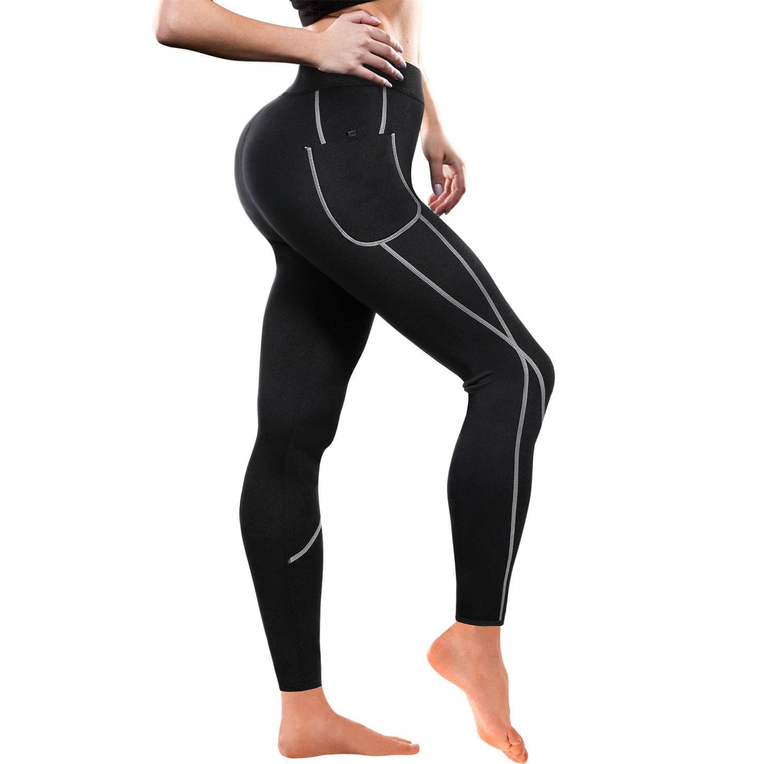 Women Weight Loss Hot Neoprene Sauna Sweat Pants with Side Pocket Workout Thighs Slimming Capris Leggings Body Shaper