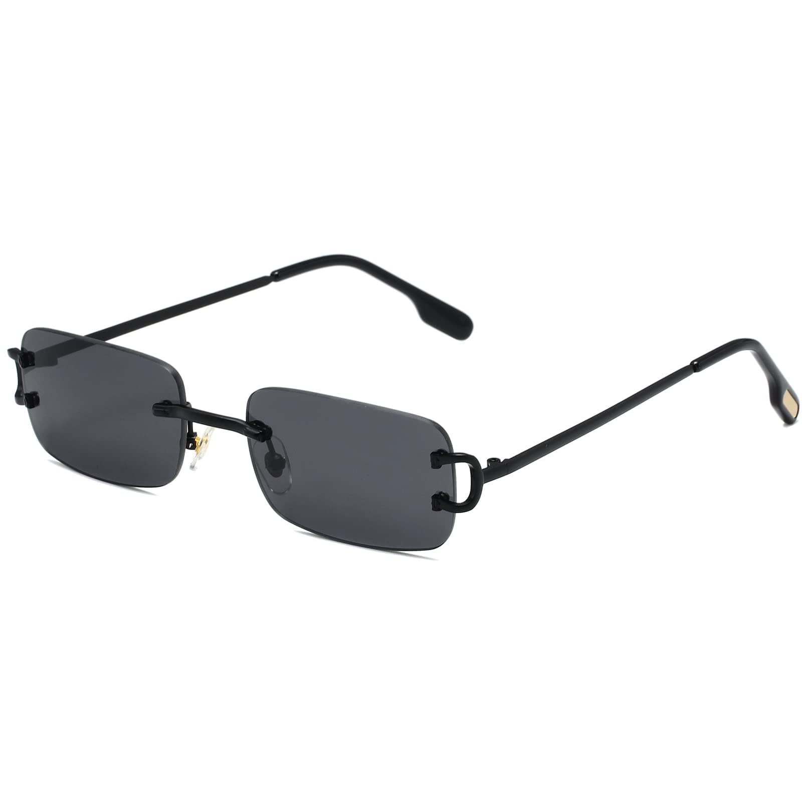 Rimless Rectangle Sunglasses for Women Men,Retro Frameless Eyewear Sun Glasses