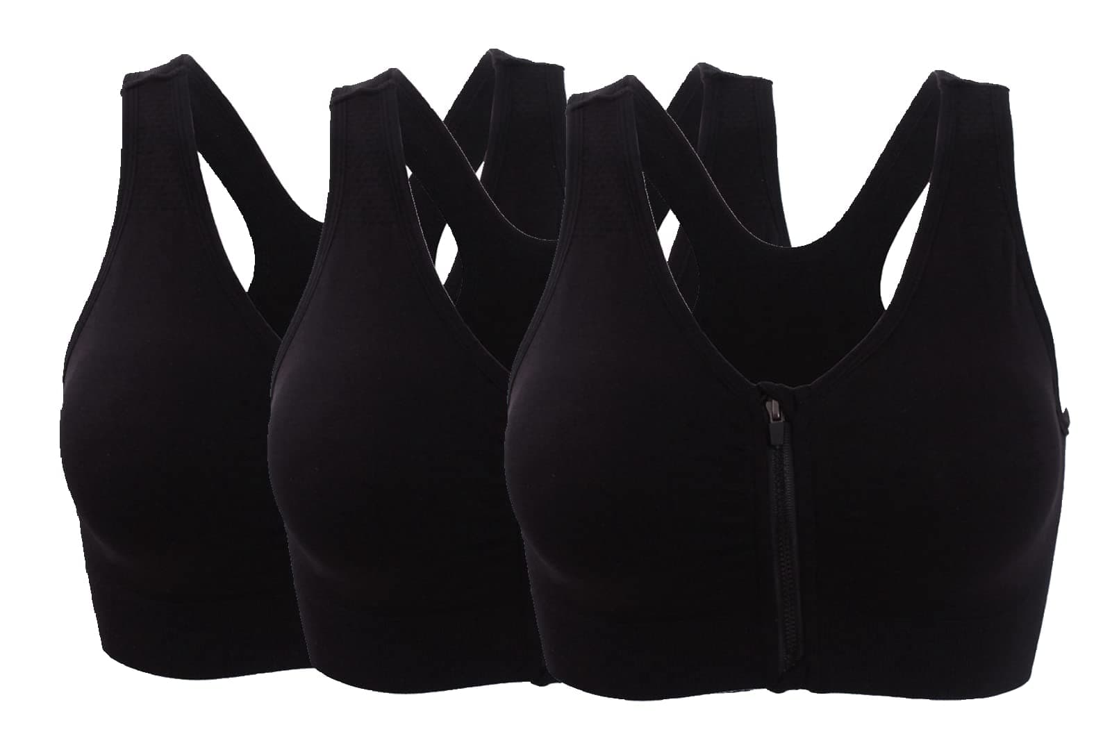 Hiking Gril Women's Zip Front Sports Bra Wireless Post-Surgery Yoga Bras