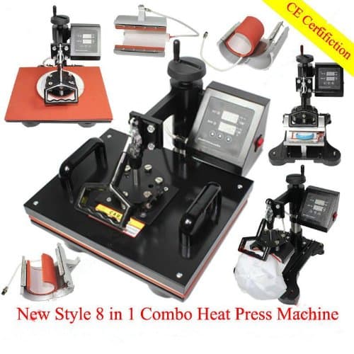 Gowe new design 8 IN 1 Tshirt/Mug/Cap/Plate Heat transfer printer t shirt Combo heat press machine improvement Sublimation machine