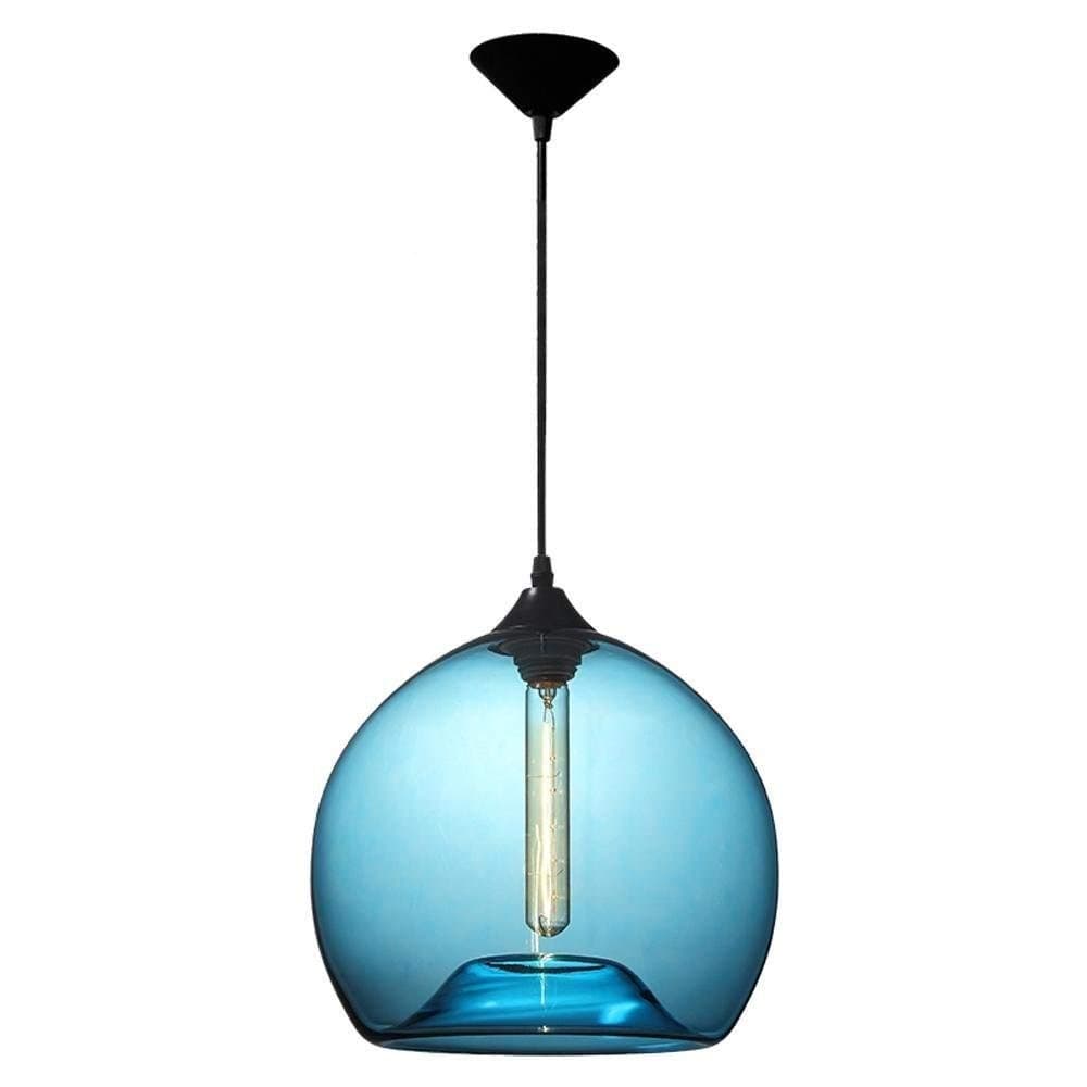 1-Light Adjustable Pendant Lamp Nordic Modern Glass Ceiling Pendant Lighting Hand Blown Blue Bubble Glass Ball Lampshade Hanging Lighting Dining Room Barn Warehouse Bar Kitchen Iron Metal Chandelier