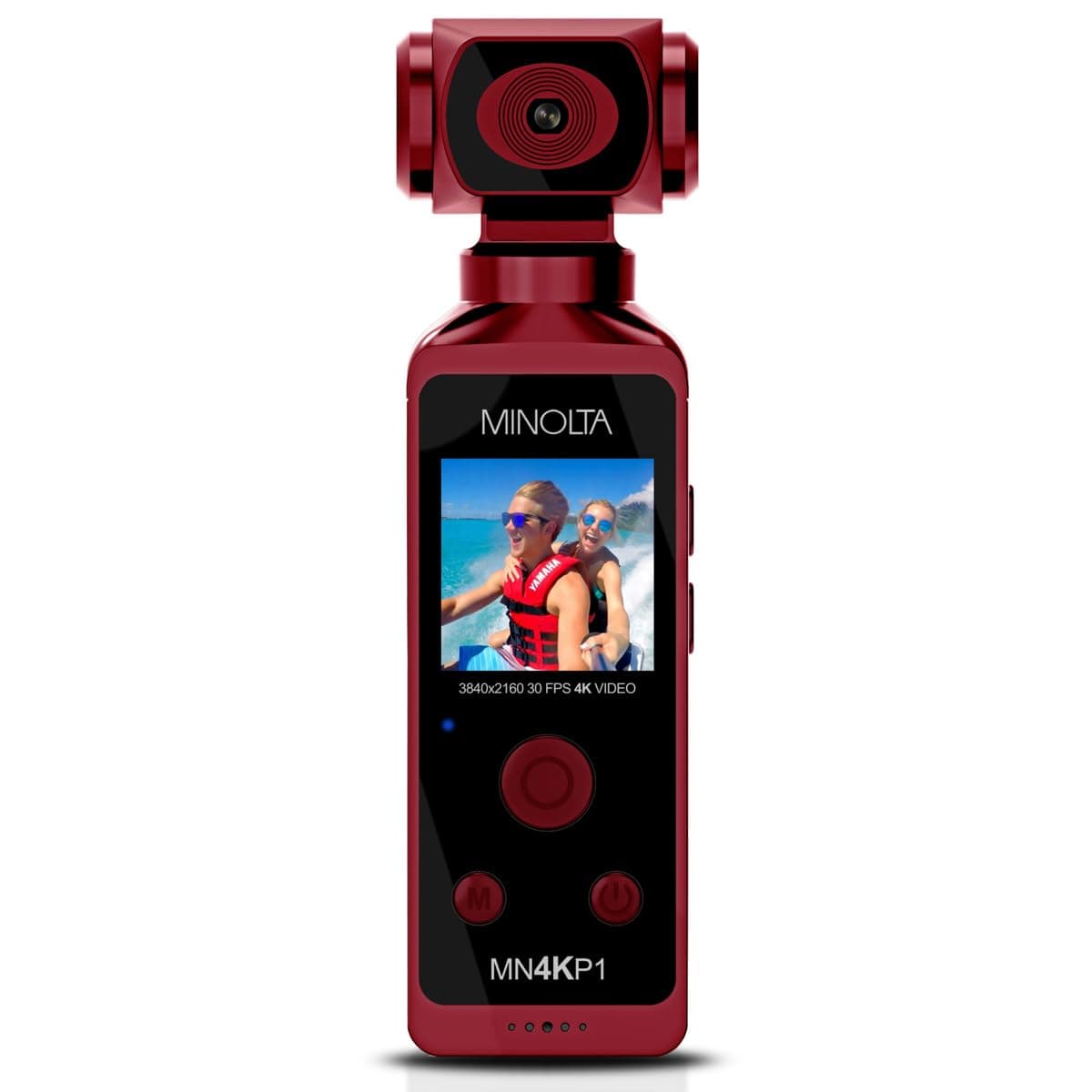 4K Ultra HD Pocket Camcorder – WiFi Enabled Action Camera with 16MP Photos, 170° Wide Angle Lens, 270° Rotating Head, Slow Motion, 1.3-inch Display - 16GB Card & Waterproof Case (Red)