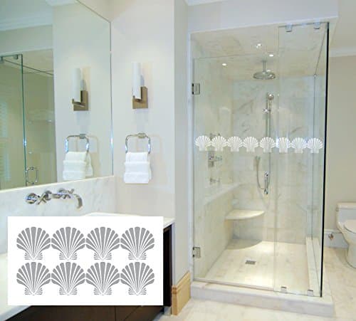8 Scalloped Sea Shells - Coastal Design Series - Etched Decal - For Shower Doors, Glass Doors and Windows