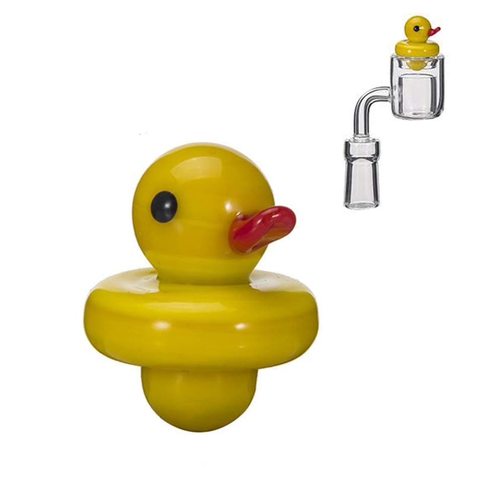 JINNUO Glass Bubble Carb Cap Yellow Duck Style for Quartz Banger Nails Glass Water Pipes Dab Oil Rigs (Yellow)
