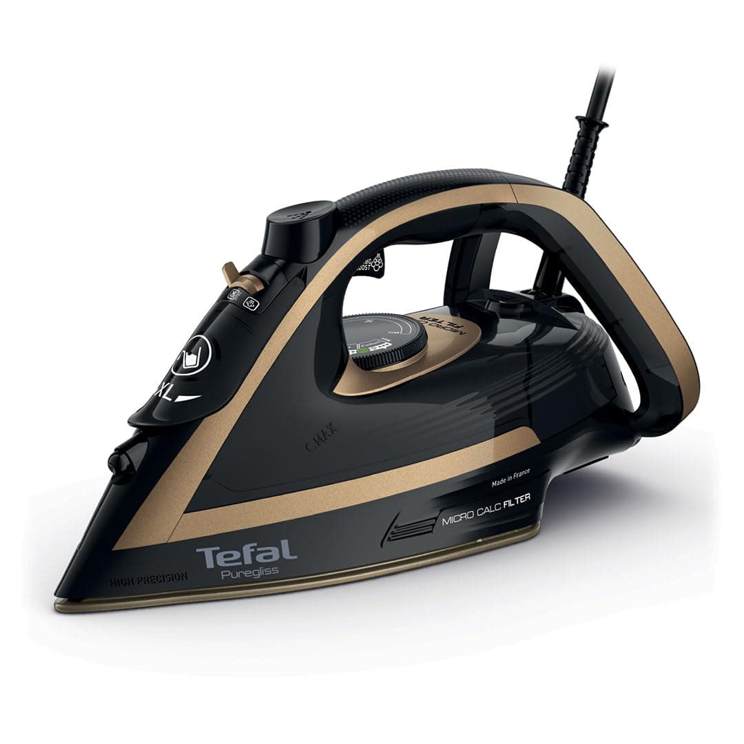Tefal Puregliss Steam Iron 3000W, 280 g/min Steam Boost, 50g/min Continuous Steam, 270ml Water Tank, Durilium Non Stick Soleplate, Auto Off Anti Drip, FV8064G0