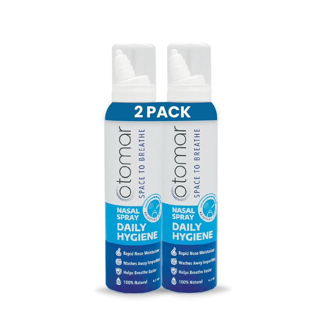 Otomar Adults Daily Hygiene Saline Nasal Spray, Sinus Rinse Nose Cleaner Saline Solution, Fast Mucus Relief Nasal Wash for Sinus Symptoms and Allergy Relief, Nose Moisturizer, 125ml Pack of 2