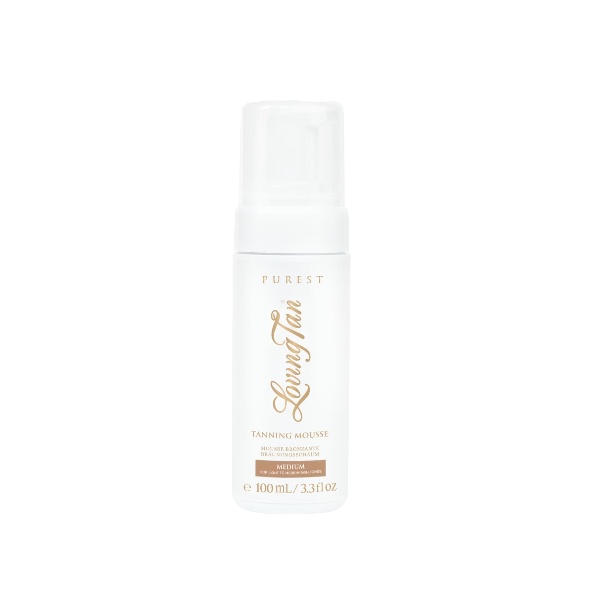 Purest Tanning Mousse, Medium - Sunless Tanner Made From 97% Certified Organic & Naturally Derived Ingredients - Up to 5+ Self Tan Applications Cruelty Free, Vegan - 3.3 Fl Oz