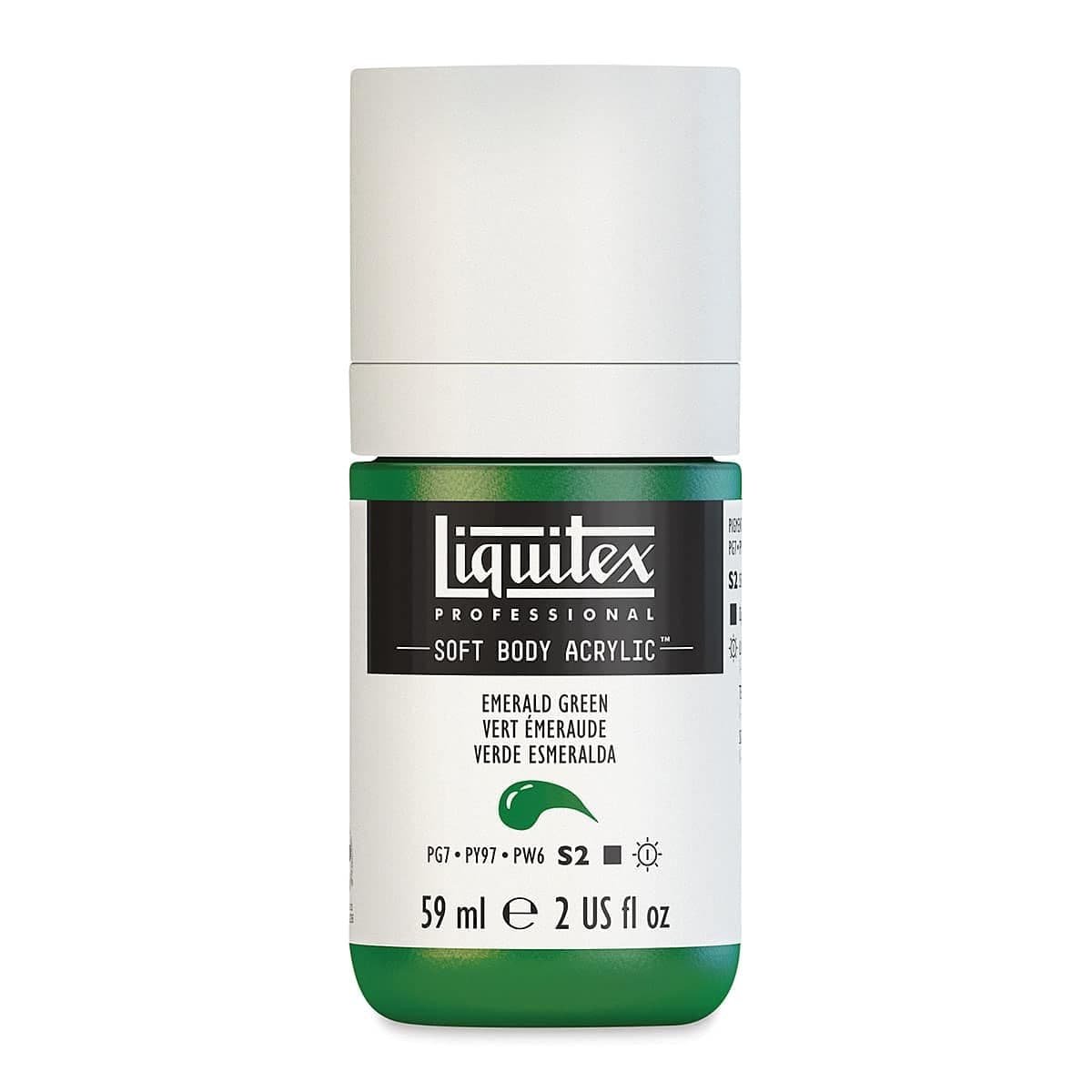 Professional Soft Body Acrylic Paint, 59ml (2-oz) Bottle, Emerald Green