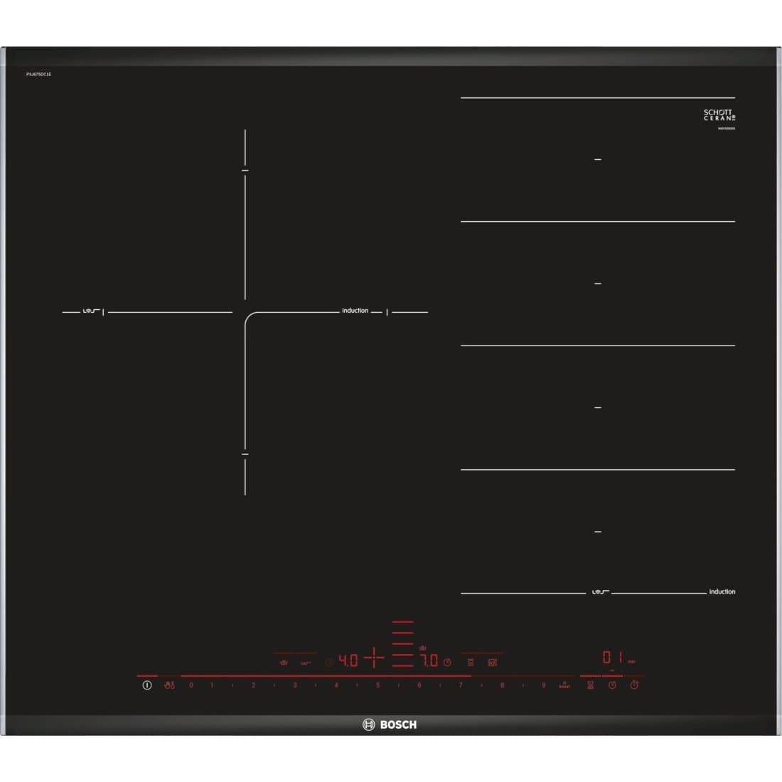 Bosch PXJ675DC1E - Series | 8 Induction Hob, Width 60 cm I 1 + Flex Zone I Large Area 28 cm