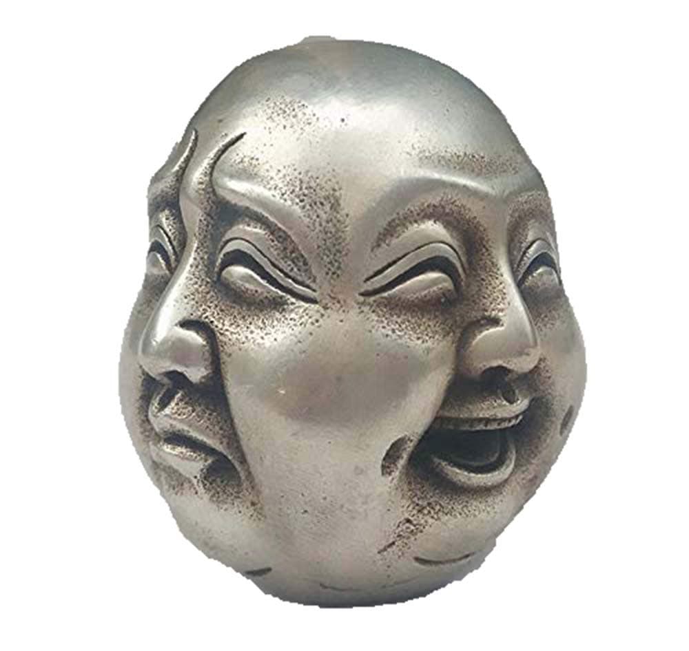 Fashion158 Metal Crafts tibetan silver 4 faces buddha head statue Tibet Silver bronze 8cm Decoration Crafts Statues