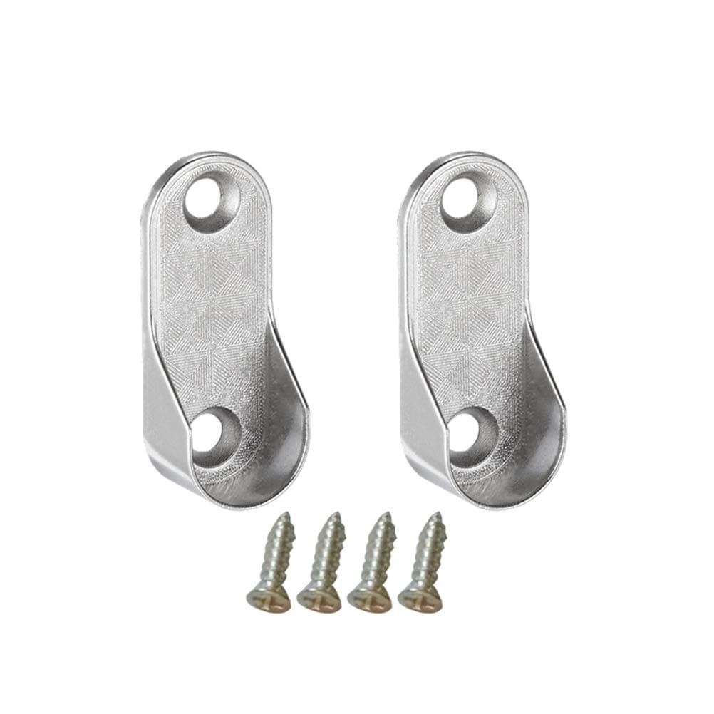 TOPBATHY 6Pcs Oval Closet Rod End Supports Furniture Hardware Accessories Wardrobe Tube Support Bracket Clothes Hanging Holder (2Pcs and 4Pcs Screws)