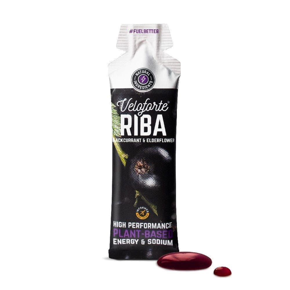 Riba Natural Energy Gels 9 Pack Blackcurrant, 22g Dual Source Carbs, Fast Release Energy with Electrolytes, Vegan & Gluten Free, for Running, Marathons, Cycling and Triathlons