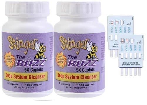 2 Bottles (5 Caplets each) Stinger The Buzz 5x Strength 1 Hour Total Detox W/ 2 free 6 Panel drug tests (mAMP/THC/OXY/COC/OPI/BZO)