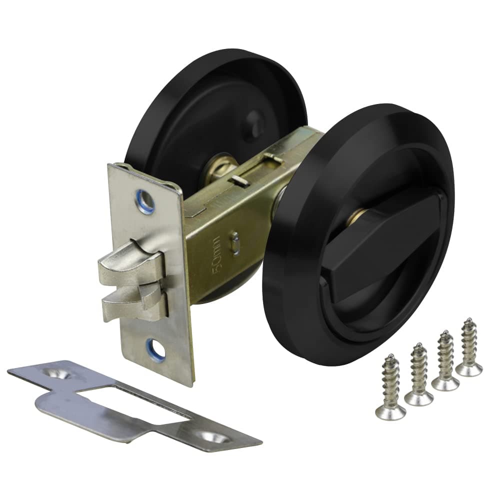 304 Stainless Steel Black Recessed Cup Door Knobs Entry Doors Locks Recessed Hidden Passageway Door Handle Pulls Pack of 1