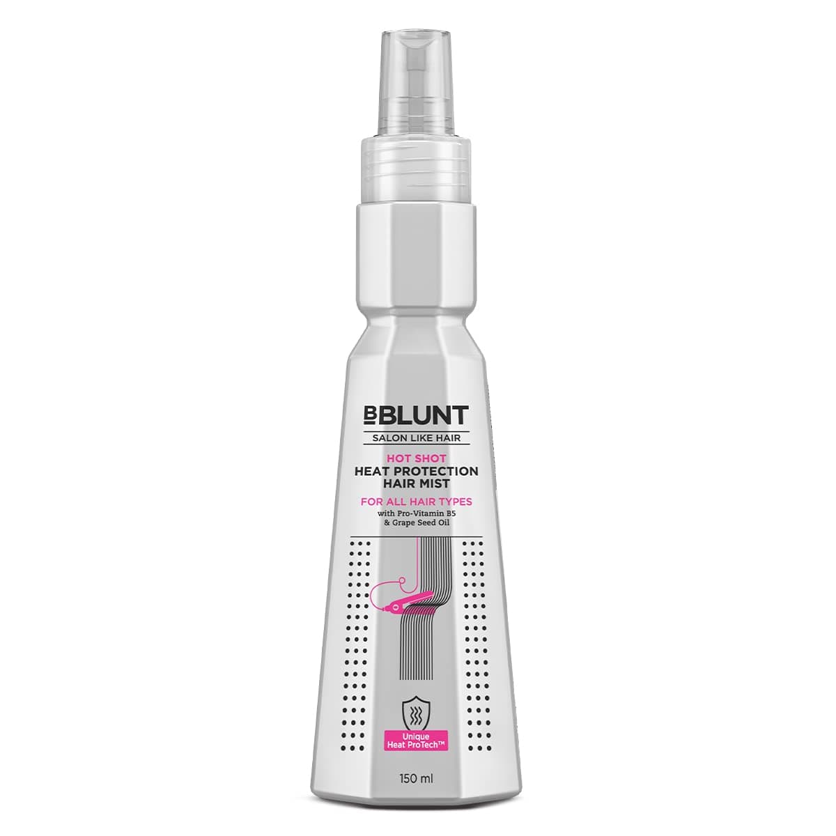 BBLUNT Hot Shot Heat Protect Hair Mist with Vitamin B5 & Nourishing Oils | Advanced Heat Protection up to 230°C, Damage Control, Frizz Reduction & Smooth Styling, Suitable for All Hair Types, 150ml