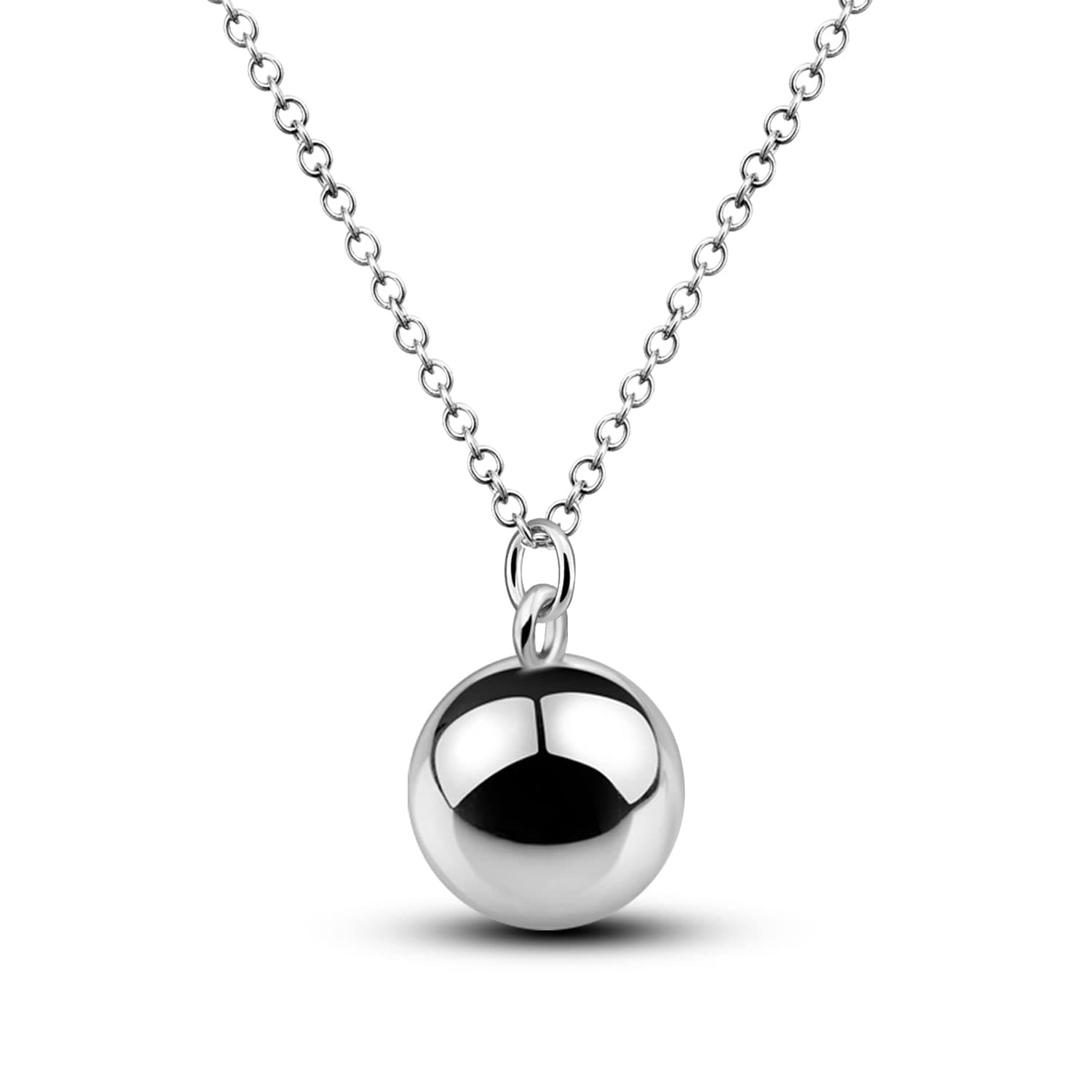 Fashion Silver Harmony Ball Necklace Brilliant Chime Bola 20MM Pendant Choker 18" 20" 22" Beads Chain O-Chain Women Jewelry Gifts For Pet Cats & Dogs
