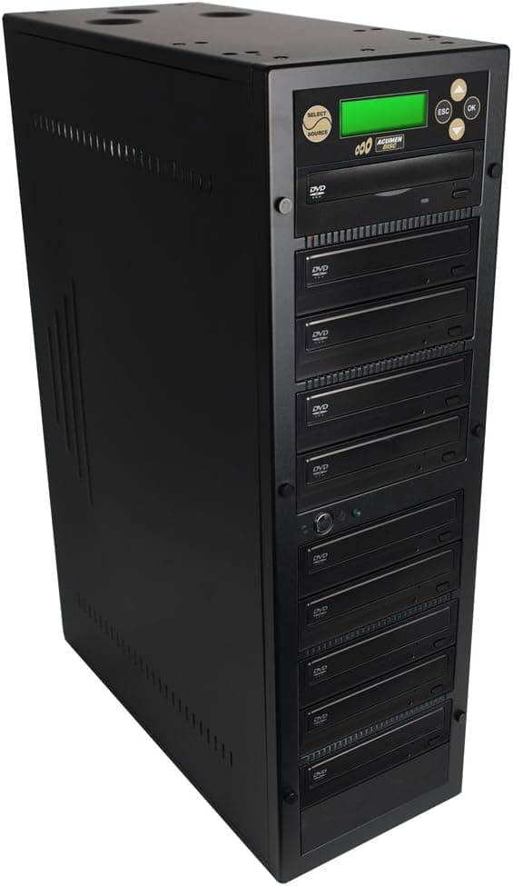Acumen Disc 1 to 9 DVD CD Duplicator - Multiple Discs Copier Tower Machine with 24x Writers Burners Drives (Standalone Audio Video Copy Duplication Device Unit)