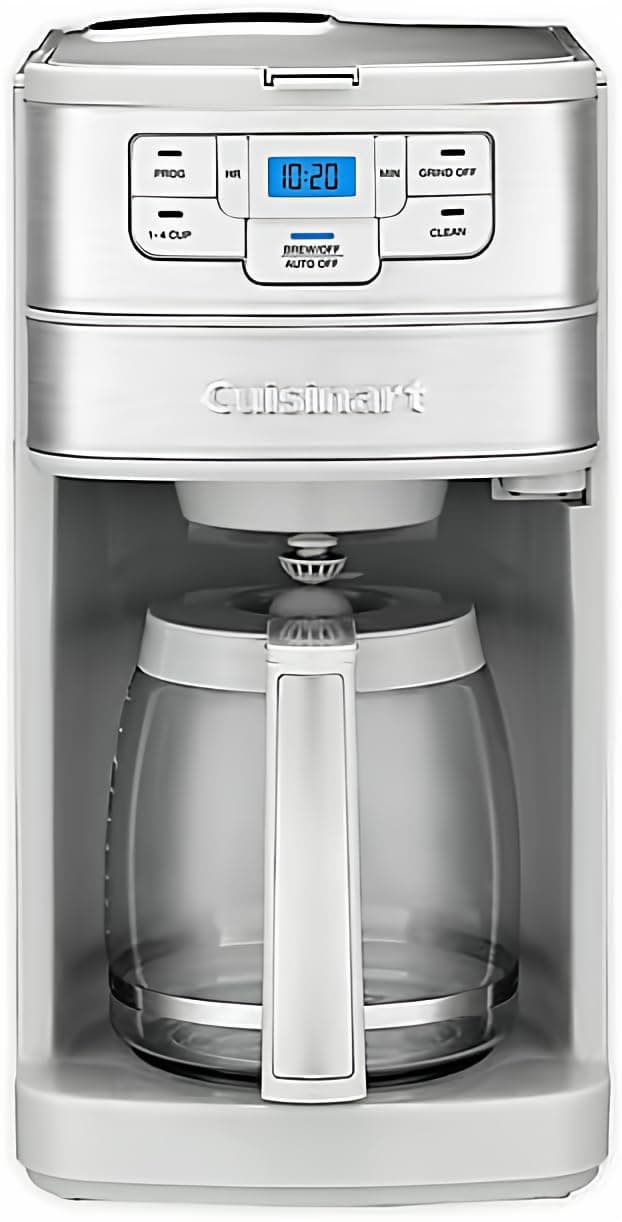 Stainless Steel Automatic Grind and Brew 12-Cup Coffeemaker with 24-Hour Programmability, 1-4 Cup Setting and Glass Carafe