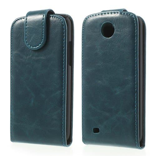 JUJEO Zara Mini Crazy Horse Vertical Leather Cover for HTC Desire 300 - Non-Retail Packaging - Blue