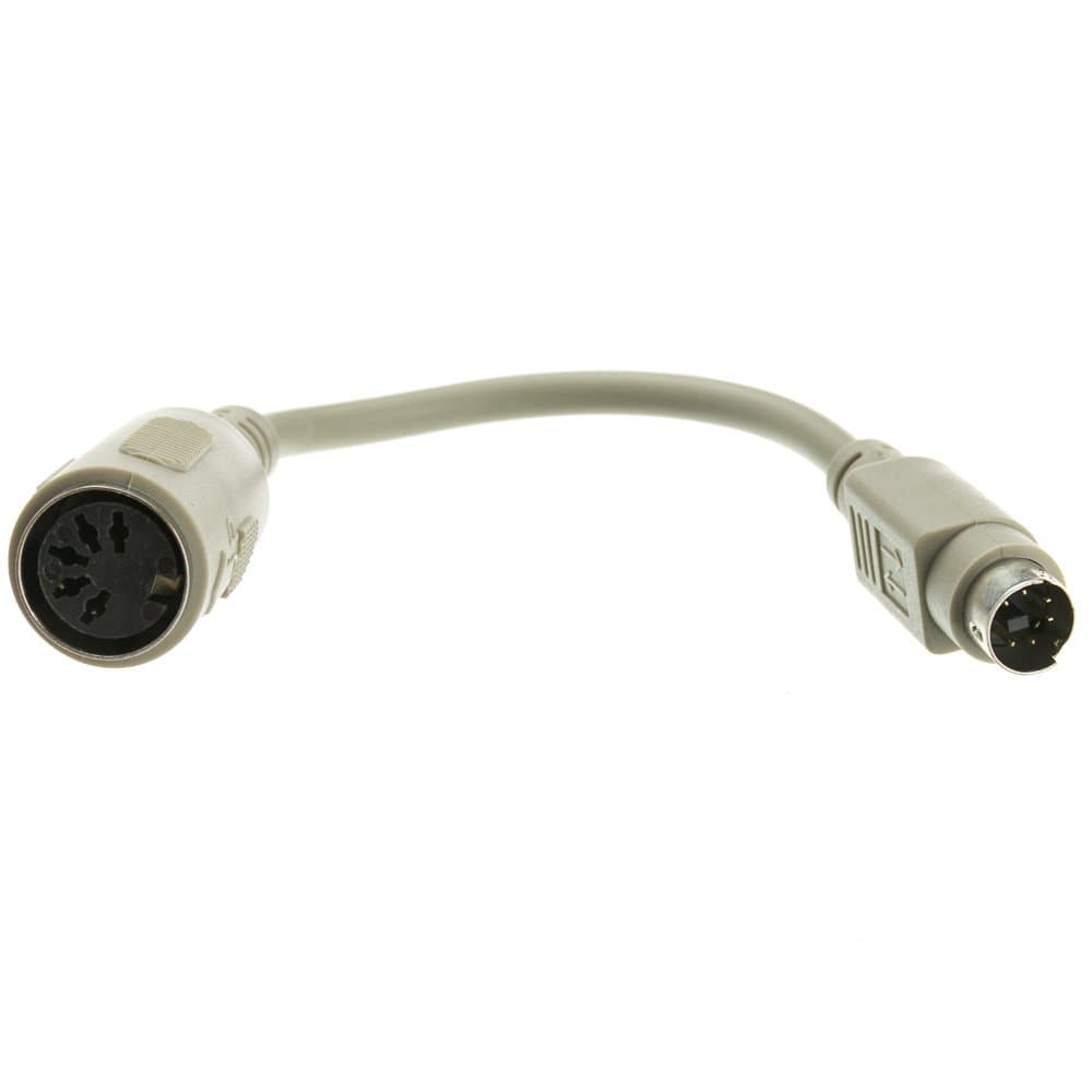 CableWholesale at to PS/2 Keyboard Adapter, Din5 (at) Female to MiniDin6 (PS/2) Male, 6 inch