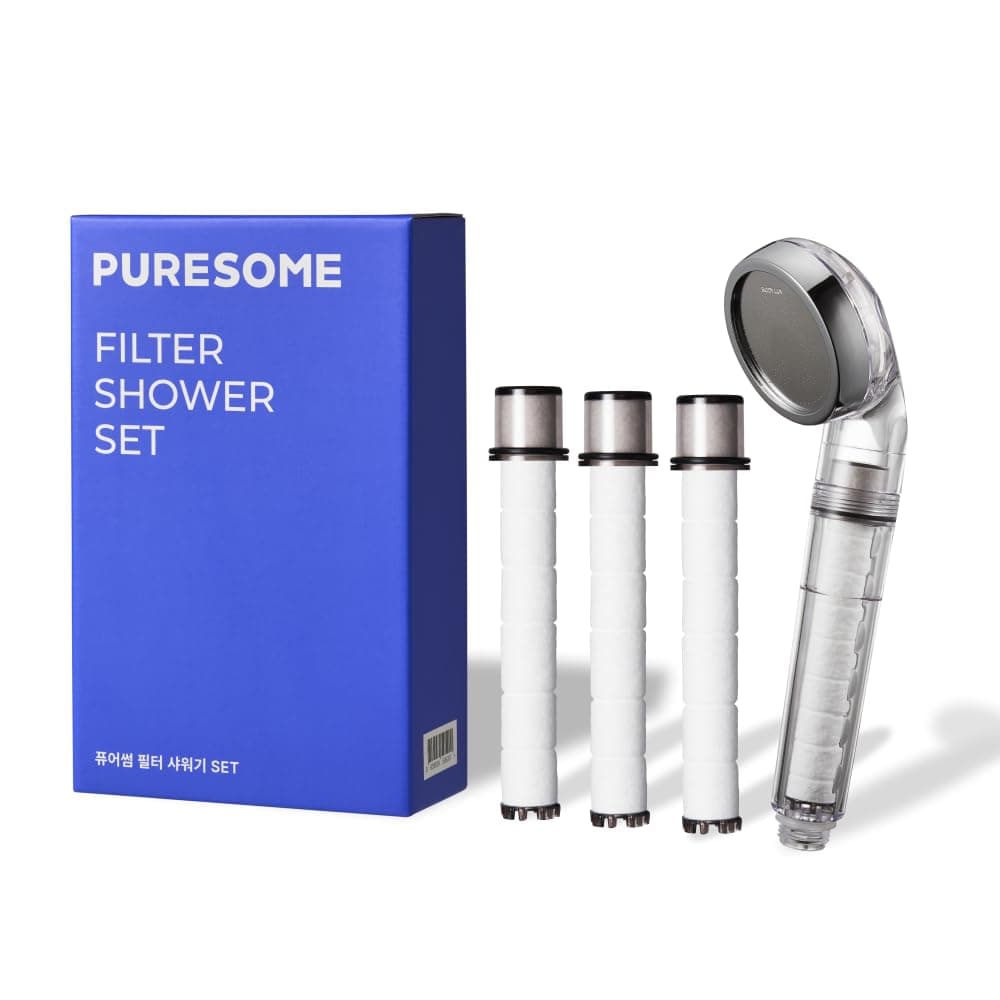 BODYLUV - Puresome Shower Head (Ver.1) 6 Mths Set, Handheld Hard Water Softener, Strong Water Pressure, Saving water (Shower Head ONLY, 3 filter replacements included) (SET 1)