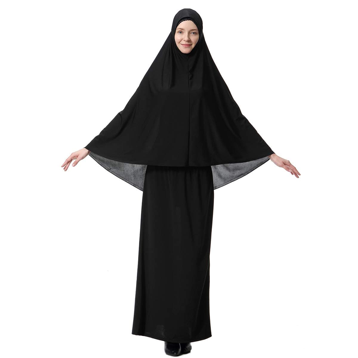 Muslim Islamic Women's khimar 2pcs Sets Soft Distinctive Prayer Dress Hijab Abaya Suit(10 Colors Available)