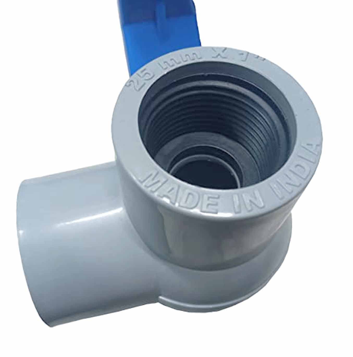 DEHRAN Three Way PVC Ball Valve for Household, Agriculture, and Industrial Use -1" inch(25MM) Threaded Heavy-Duty Plastic Valve Grey Color (3)