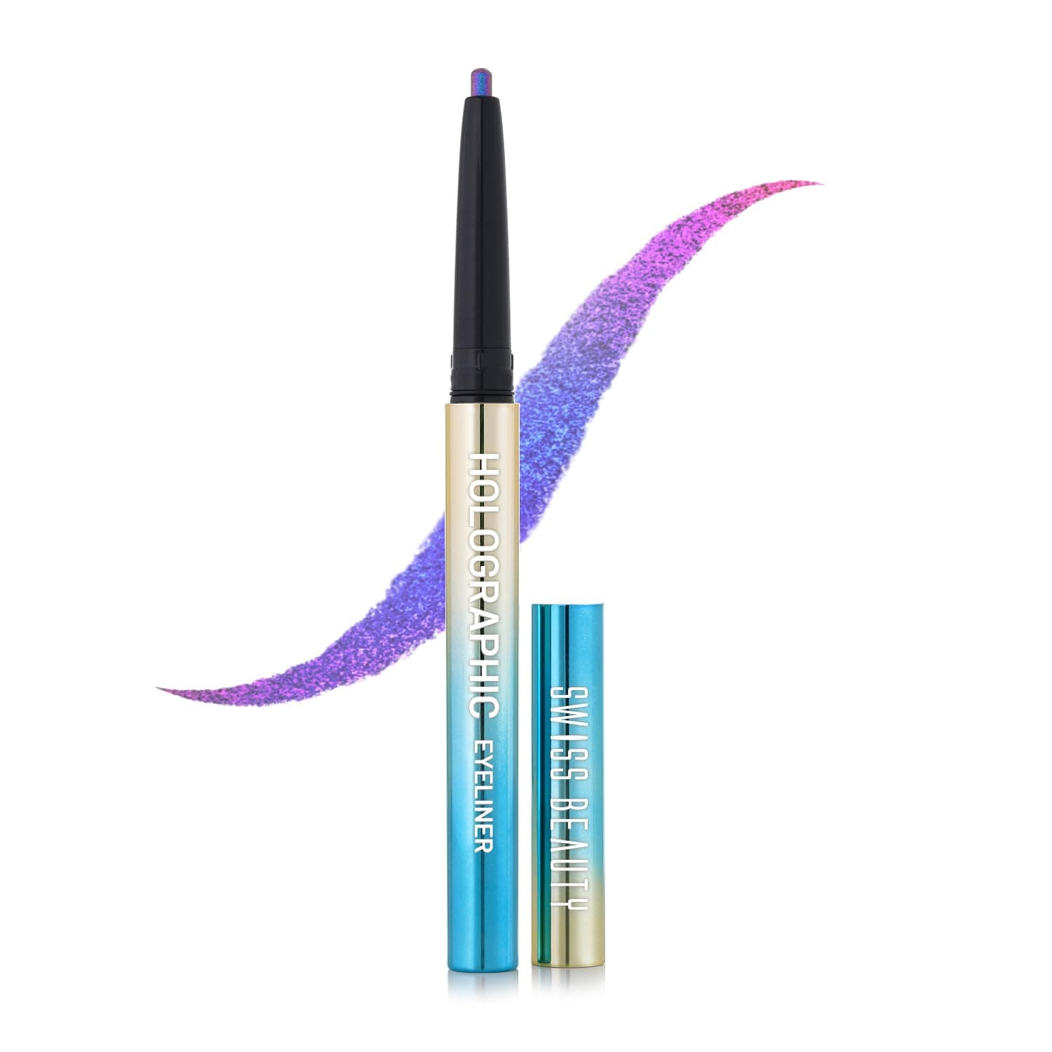SWISS BEAUTY Holographic Shimmery Pencil Eyeliner – Waterproof, Smudge-Proof & Long-Lasting Creamy Formula with Multichrome Effect, Easy Glide, Shade: Milky Way, 0.2 g