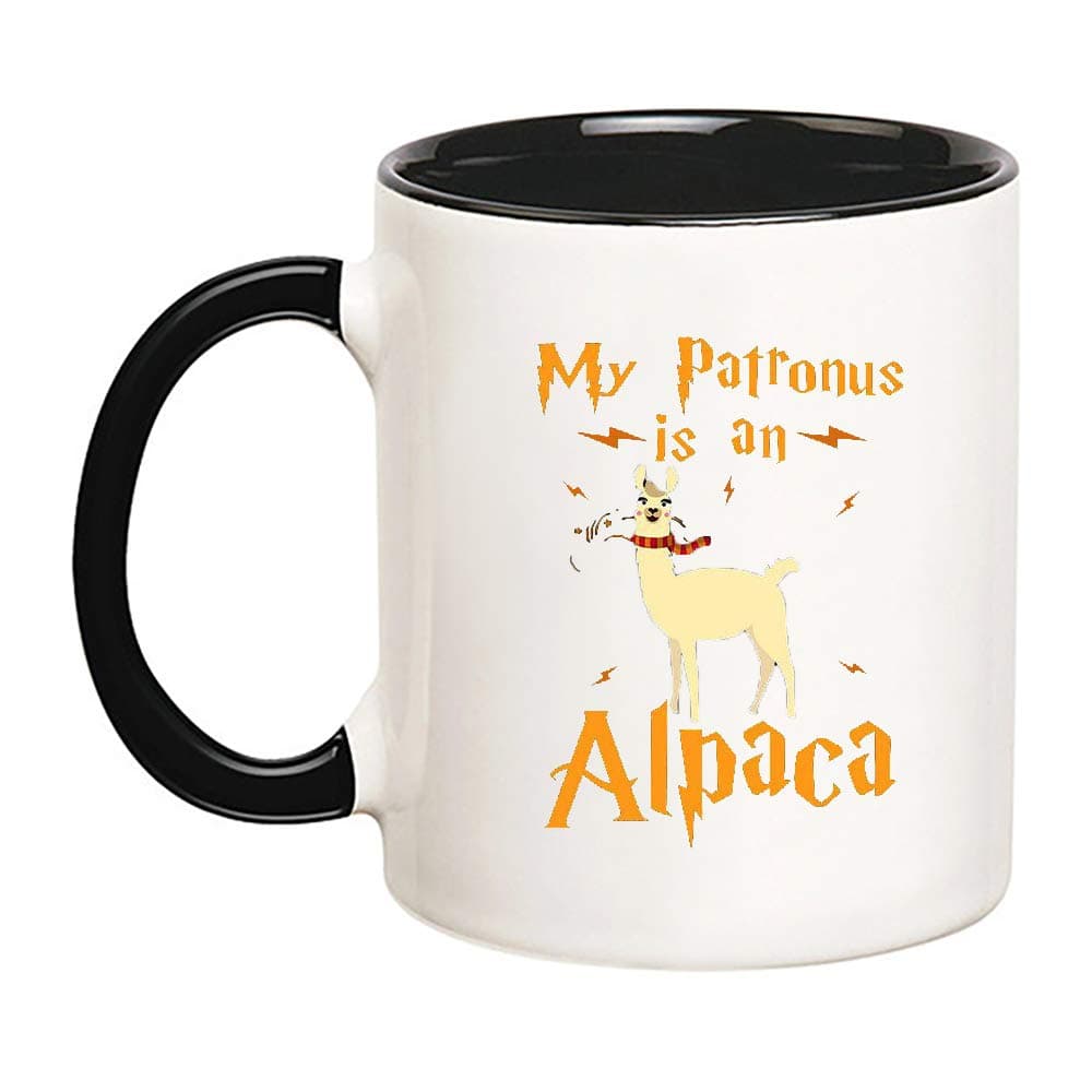 ExtraOrdinaryMugs - My Patronus is A Alpaca Mug - Cute Animal Coffee Cup - Distressed Alpaca Mug - Llama Patronus - Gift for Llama Lover, 11oz Ceramic Coffee Cup, High Gloss