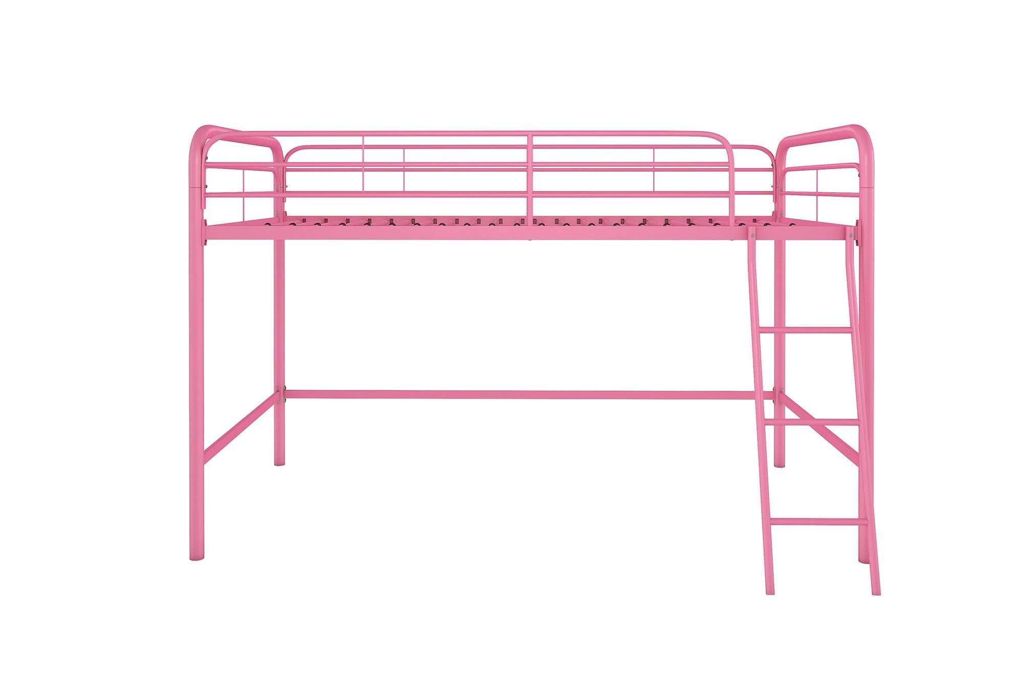 DHP Jett Junior Twin Metal Loft Bed, Pink