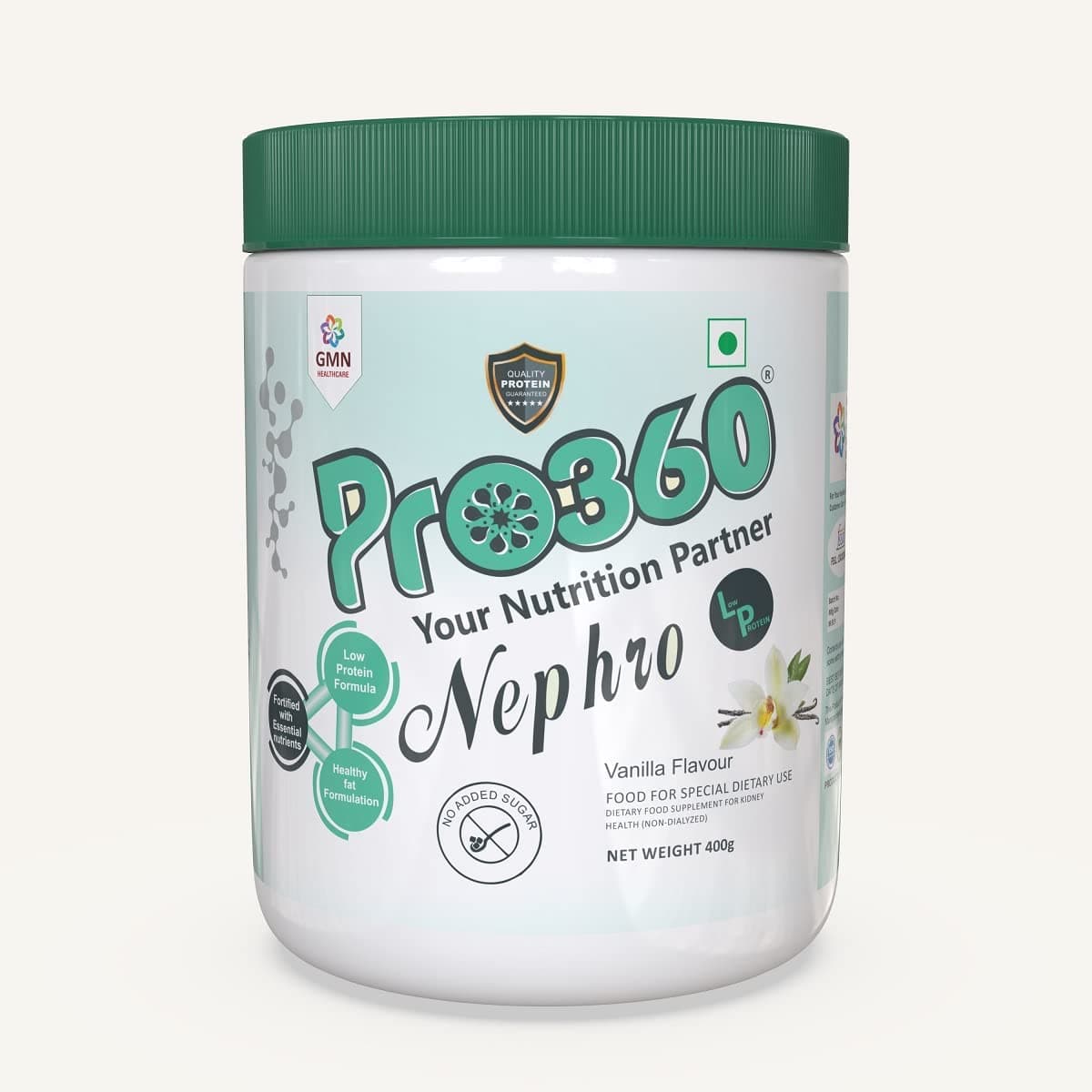 LMP Pro360 Nephro LP Non-Dialysis Care Nutritional Supplement Powder - Low Protein, High Fat Formula Enriched with L-Taurine, L-Carnitine for Kidney/Renal Health, No Added Sugar β Vanilla Flavour 400g