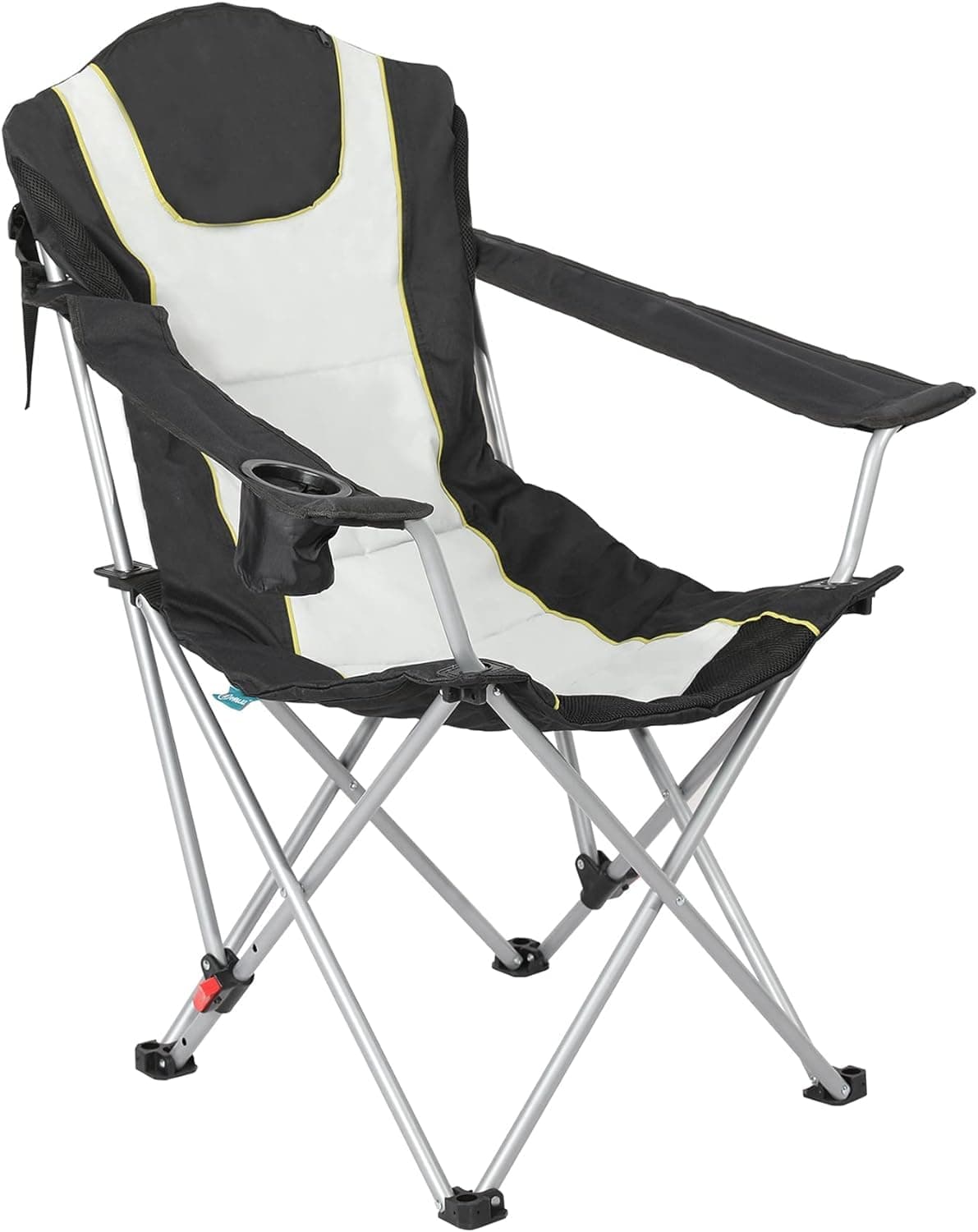 Homecall QAT2106-7 Camping Chair, Foldable, Armrest with Cupholder Outdoor Adjust backrest Chair, Black Silver, 102.0 cm*78.0 cm*94.0 cm