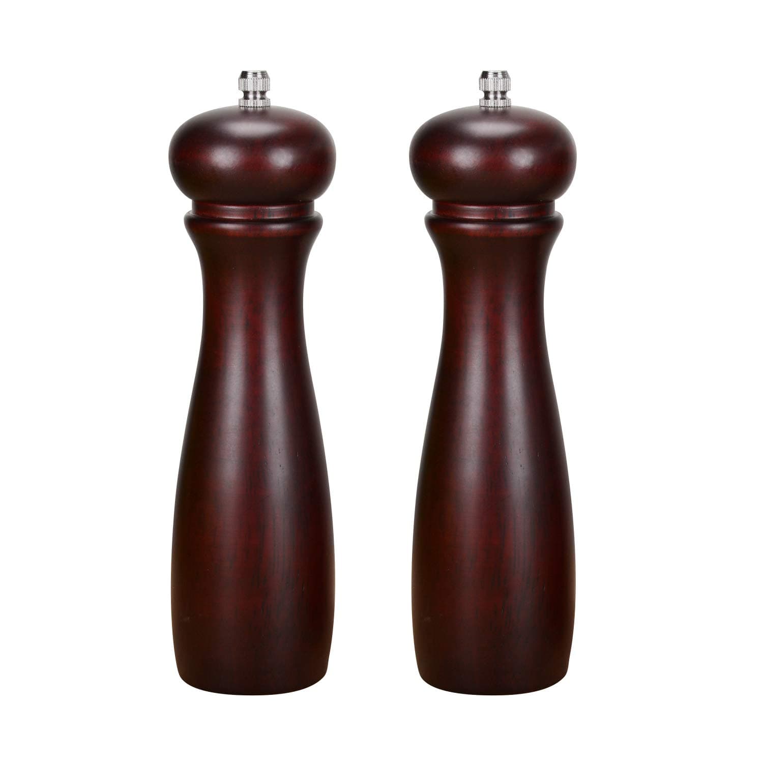 Haomacro Salt and Pepper Grinder Set, Wooden Salt and Pepper Mills, Adjustable Salt and Pepper Shakers With Ceramic Core, Salt Grinder and Pepper Mill-8 Inches-Pack of 2
