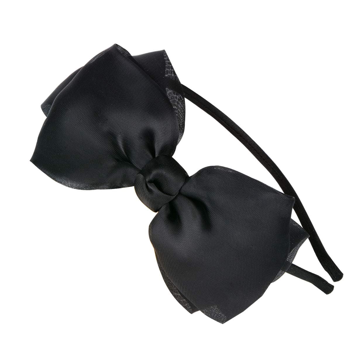 Bow Hairband Soft Elastic Lace Bowknot Headband for Women and Girls, Perfect Hair Accessories for Party and Cosplay (Black)