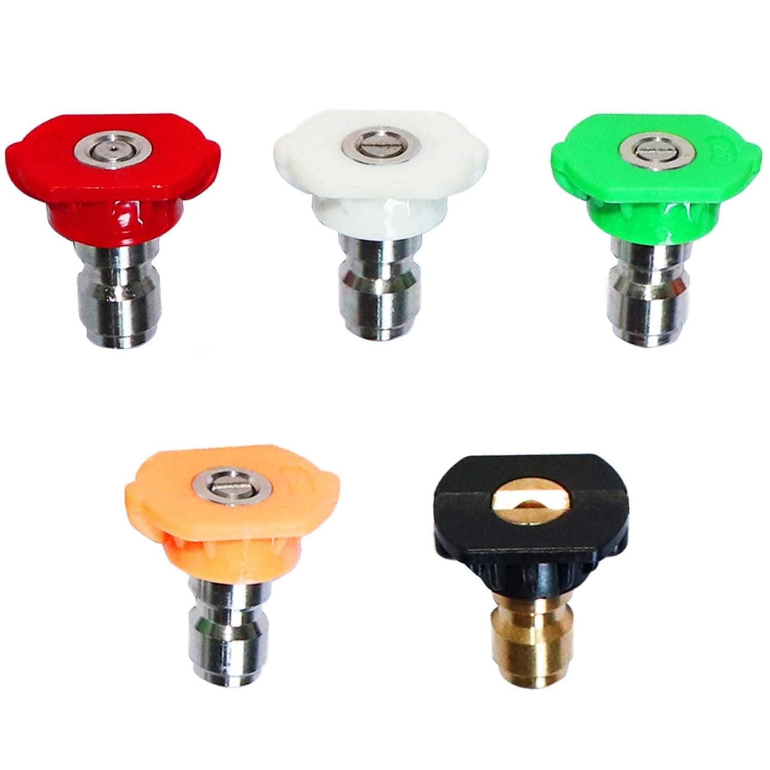 EDOU DIRECT Pressure Washer Spray Nozzle Tips 5-Pack Multiple Degrees (0°/15°/25°/40°/Soap) | 1/4" Quick Connect | 5,000 PSI Max Working Pressure | 3.0 GPM Max Flow