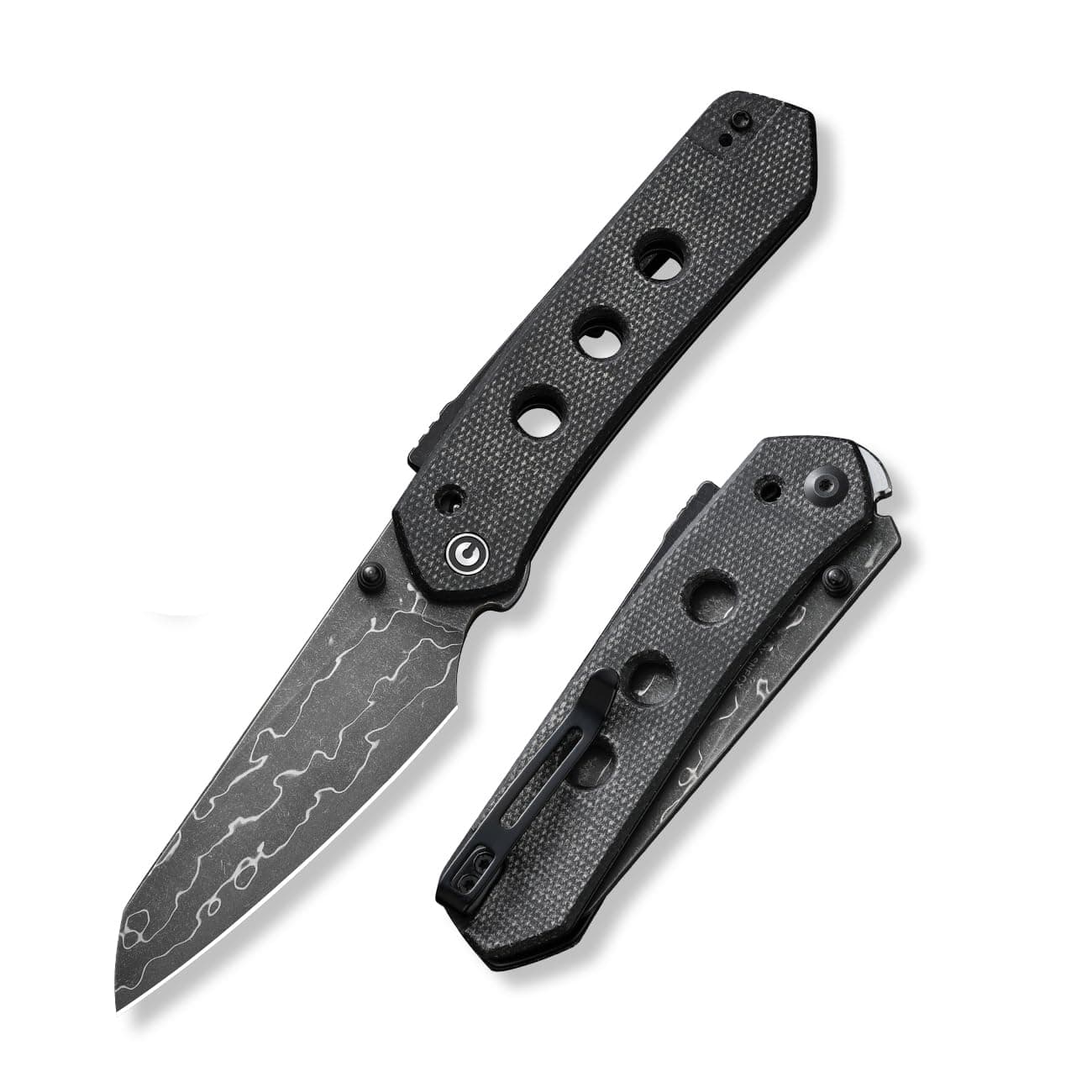 CIVIVI Vision FG Pocket Knife for EDC, Superlock Folding Knife with 3.54" Reverse Tanto Damascus Blade Canvas Micarta Handle, Ideal Gift for Men Women C22036-DS2