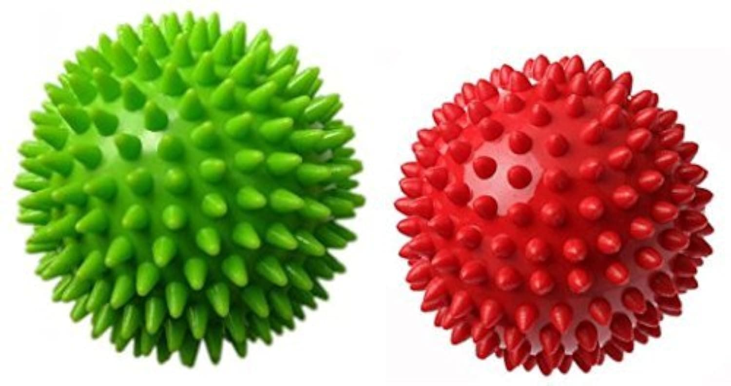 Therapist's Choice ® Pack Of 2 Spiky Massage Balls, Hard & Soft Combo, Stress Reflexology, Porcupine Sensory Ball Set