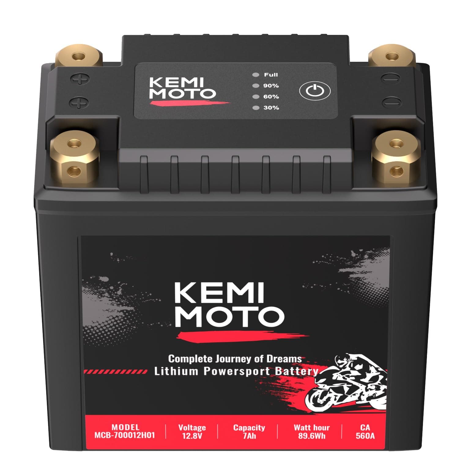 KEMIMOTO Lithium Motorcycle Battery YTX15L-BS/YTX14AH-BS LiFePO4 Lithium Battery 12v 7Ah, Pre-Charged Powersports Battery, with 4 Universal-Fit EVA Spacers, Compatible with Motorcycle ATV Jet Ski